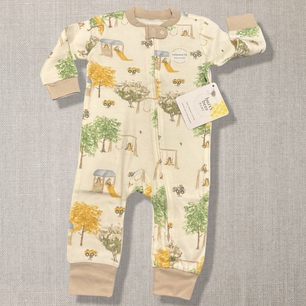 Burt’s Bees Baby At the Playground Organic Footless Sleep & Play 6–9M NWT